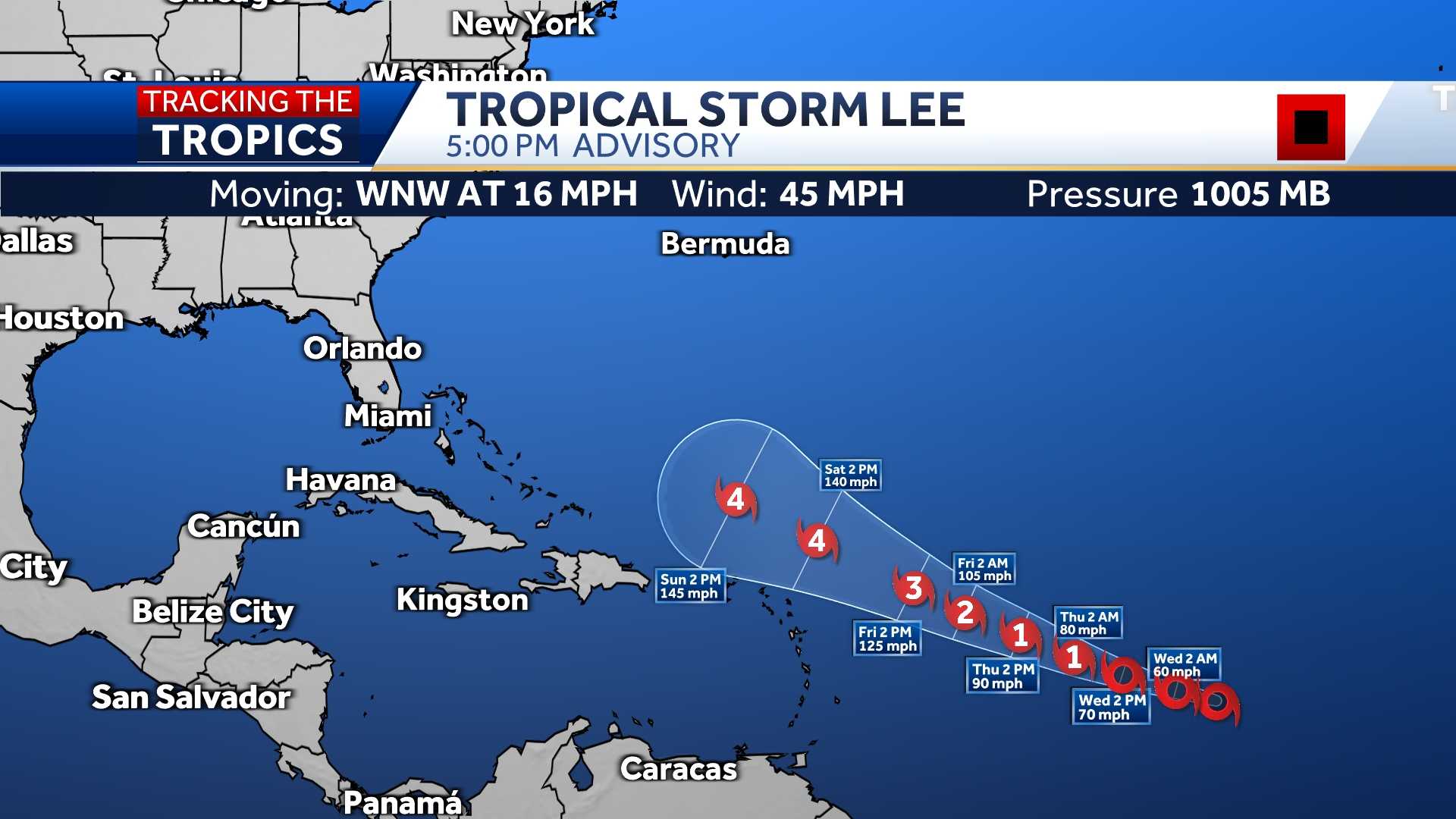 [WBALTV] Tropical Storm Lee forms in Atlantic, forecast to become major ...